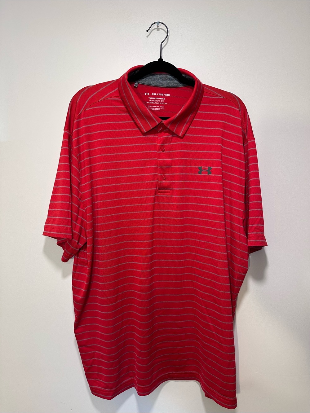 Under Armour Men’s Red Striped Golf Polo Shirt